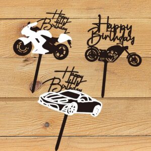 Motorcycle and car cake topper